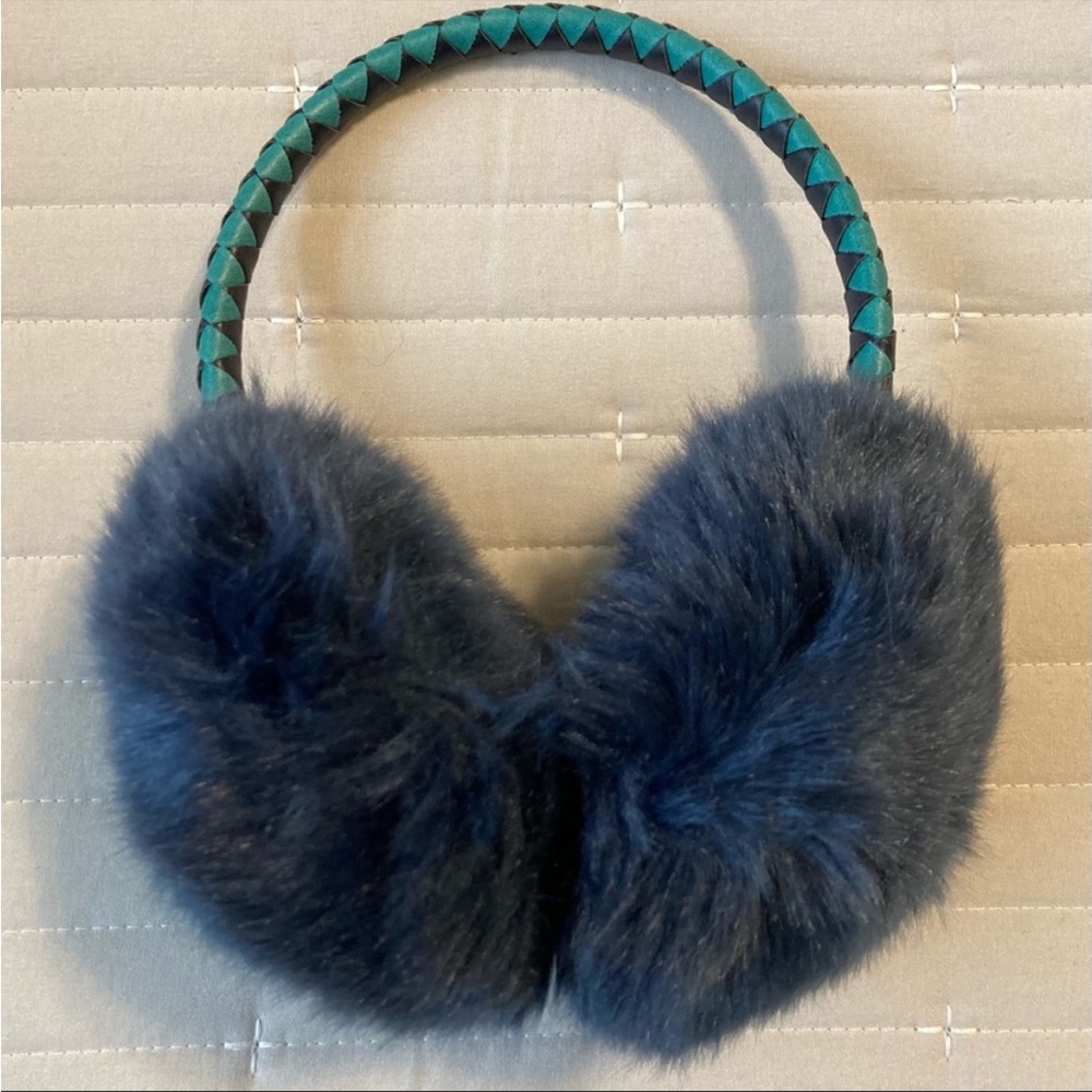 Anthropologie Navy Faux Fur Earmuffs